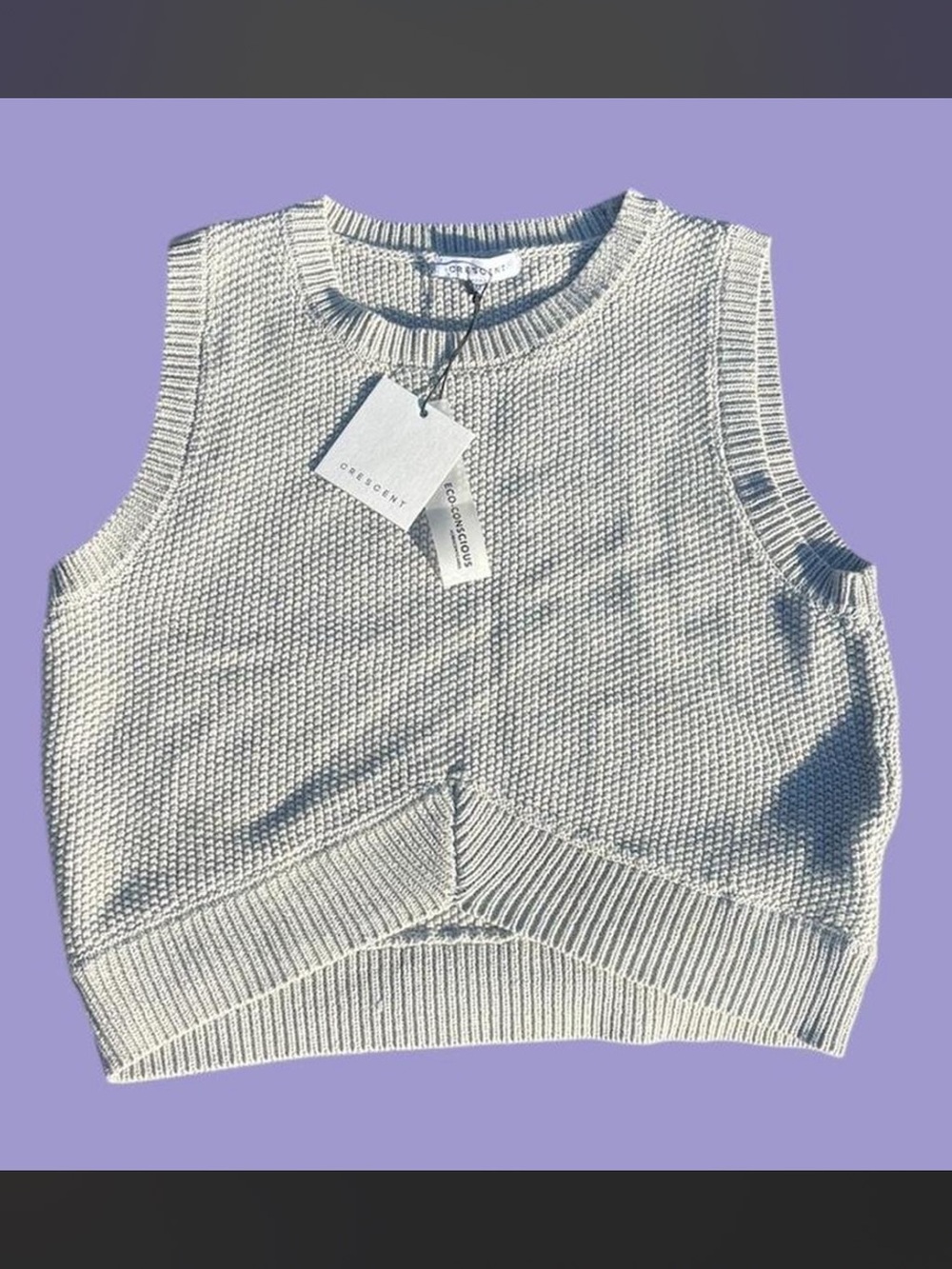 Crescent Ivory Knit Cropped Tank